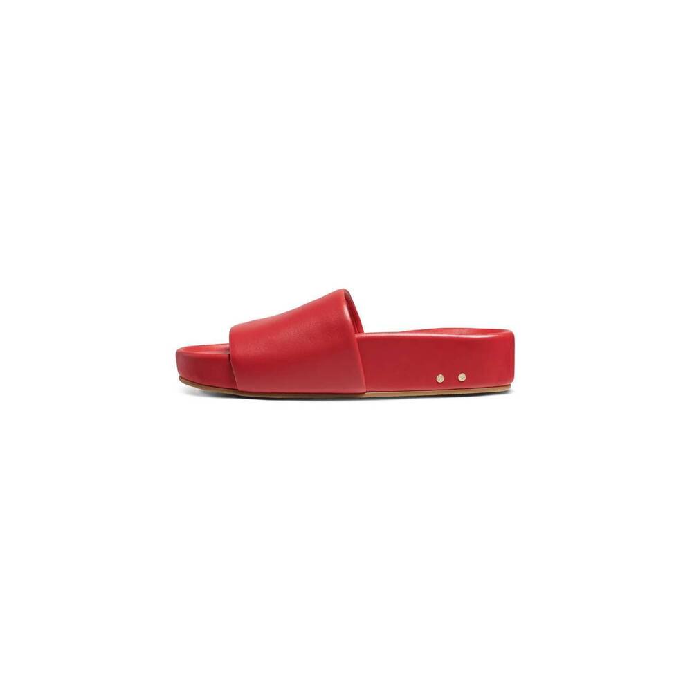 NEW BEEK women's pelican leather platform sandals in lipstick